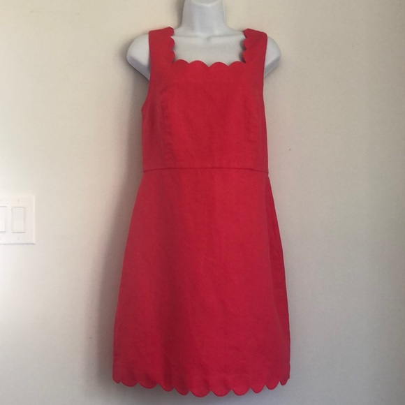 J Crew Hot Pink Scalloped Dress